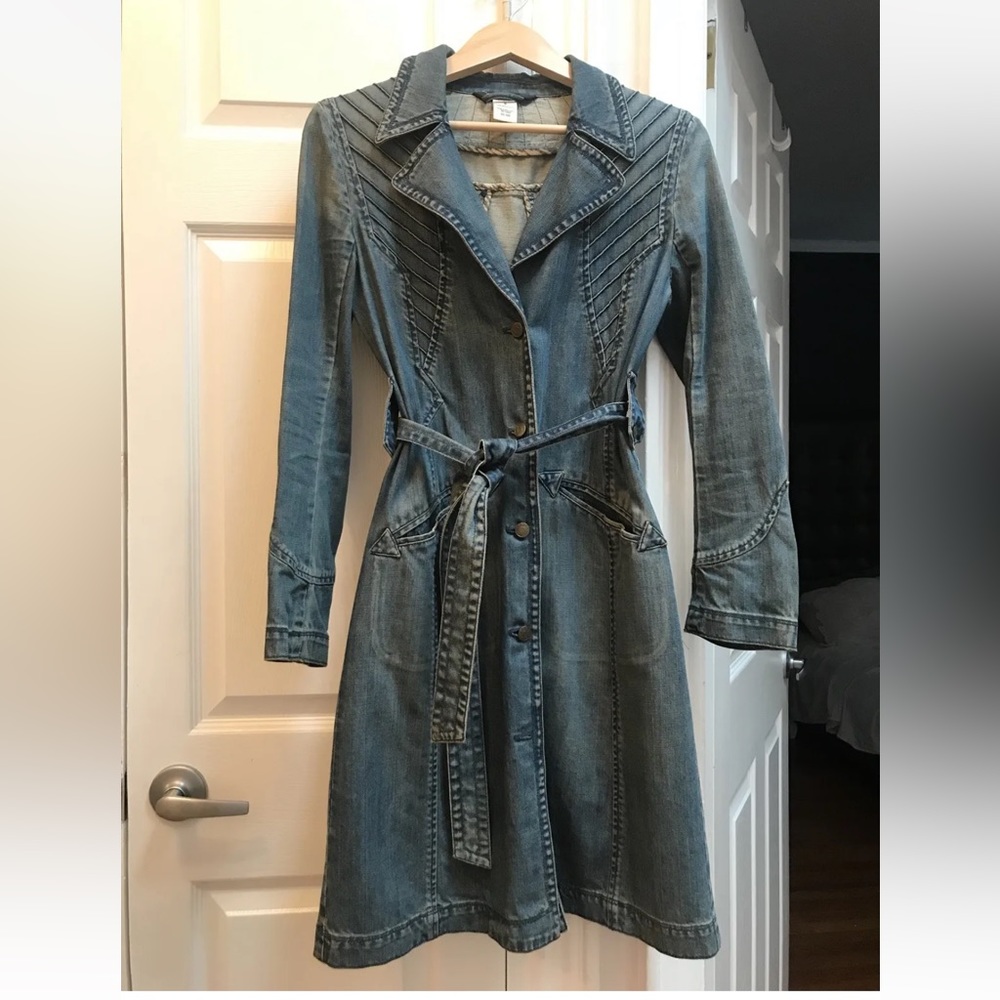 MARC JACOBS DENIM VINTAGE COAT LONG MEDIUM